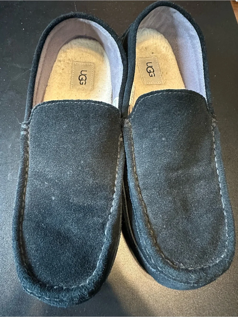 UGG Men's Black Suede Moccasin Slippers